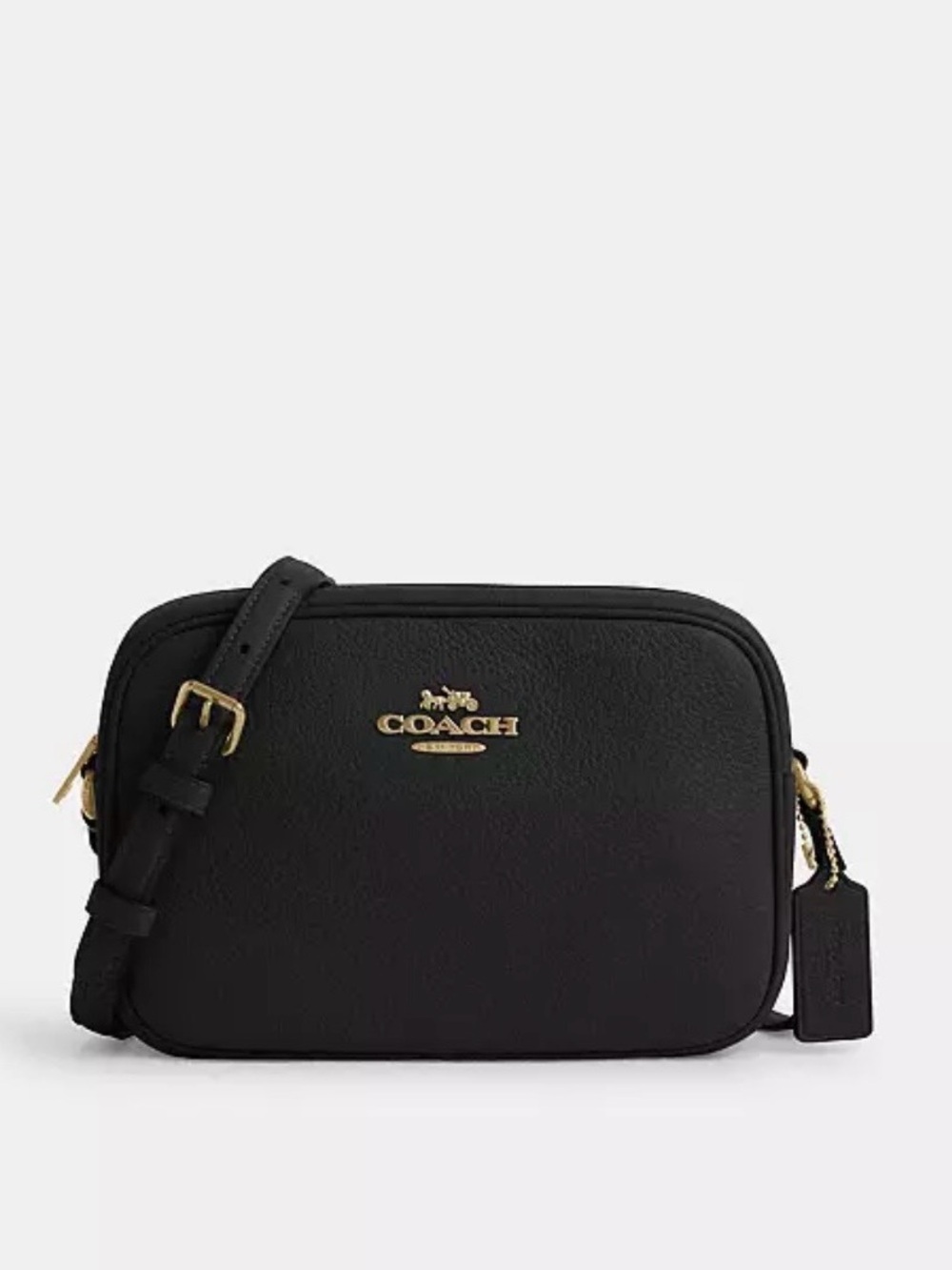 Coach Black Leather Crossbody Bag with Gold Hardware